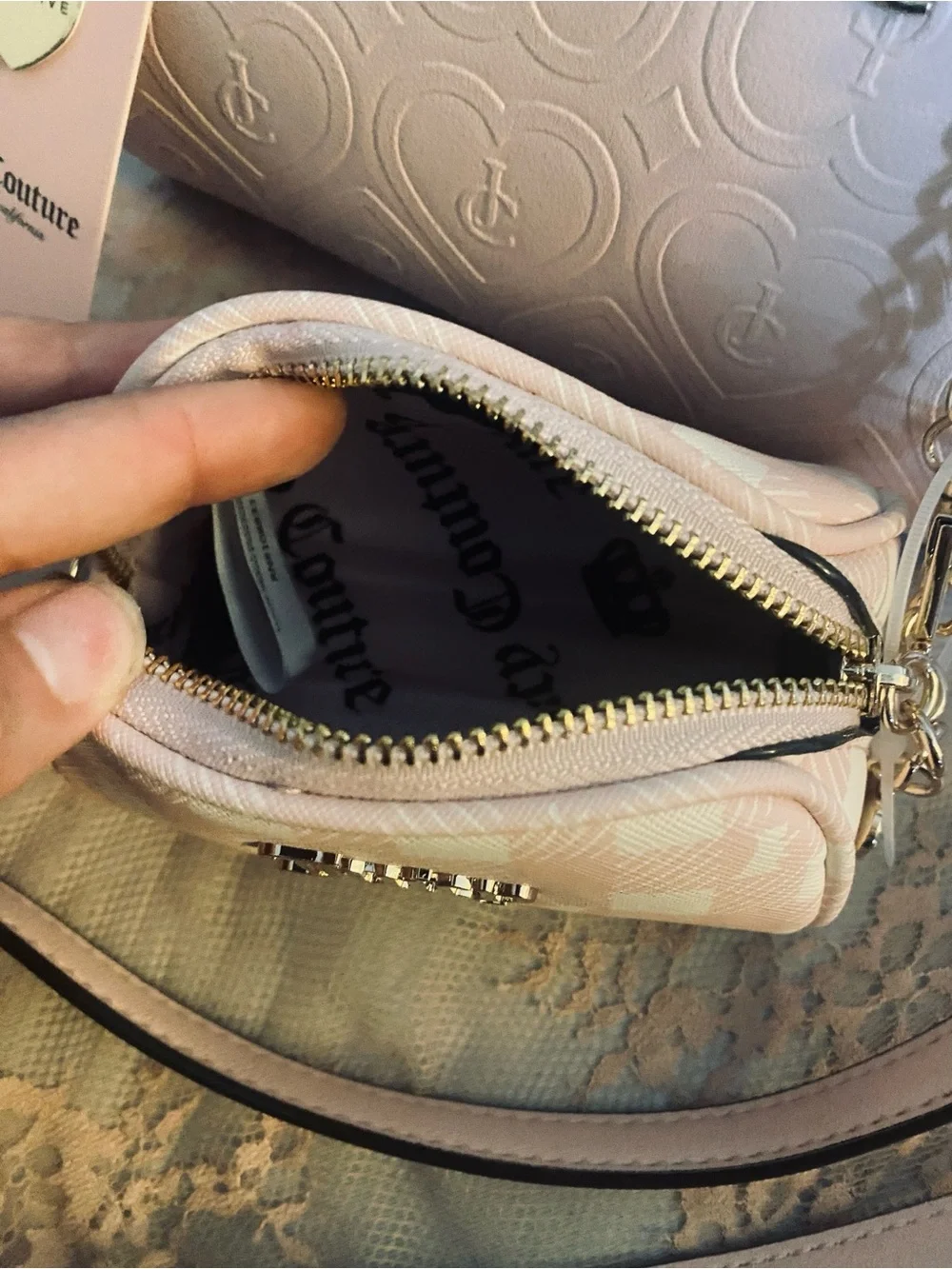 Juicy Couture Baby Pink Logo Crossbody Bag Set